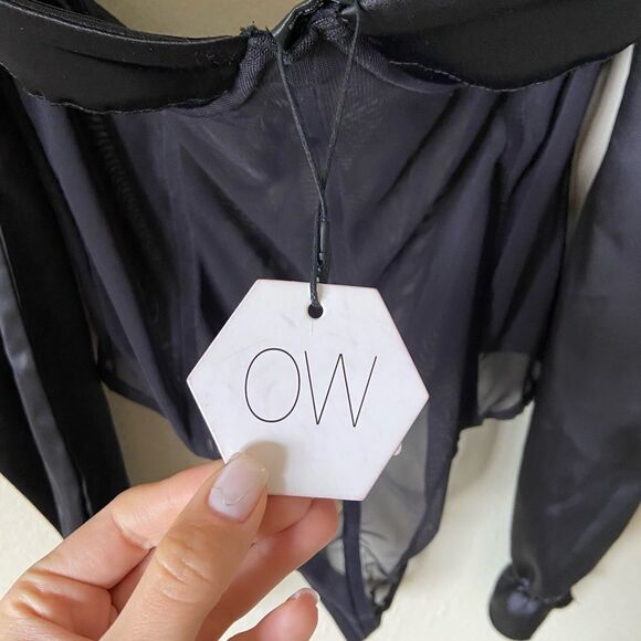 NWT Revolve Ow Collection Shae Black Bodysuit Sheer Size M - Picture 9 of 9